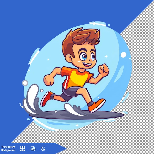 PSD a boy running in a bubble with a picture of a man running