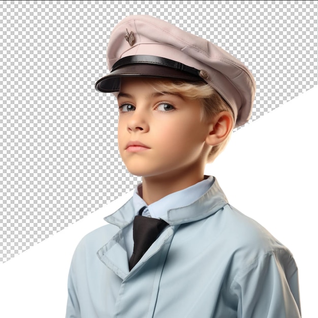 PSD a boy wearing a sailor hat and a shirt with a black tie