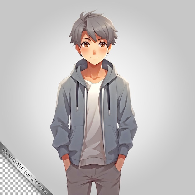 PSD a boy with a hoodie and a hoodie that says anime on it