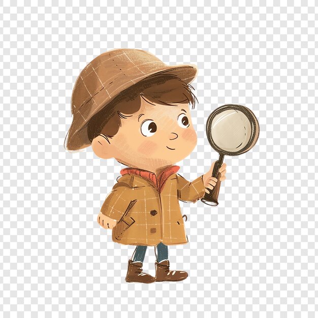 a boy with a magnifying glass and a magnifying glass