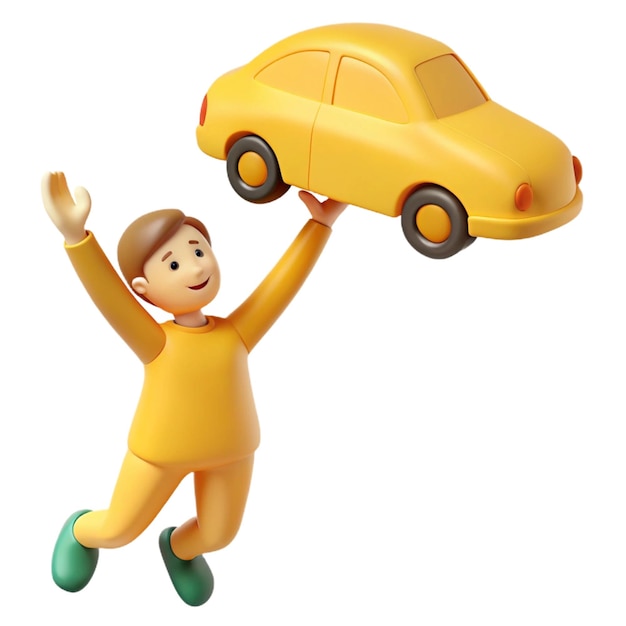 a boy with a yellow shirt that says quot he is holding a yellow car quot