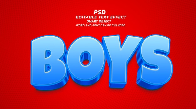 Boys 3d editable text effect photoshop template