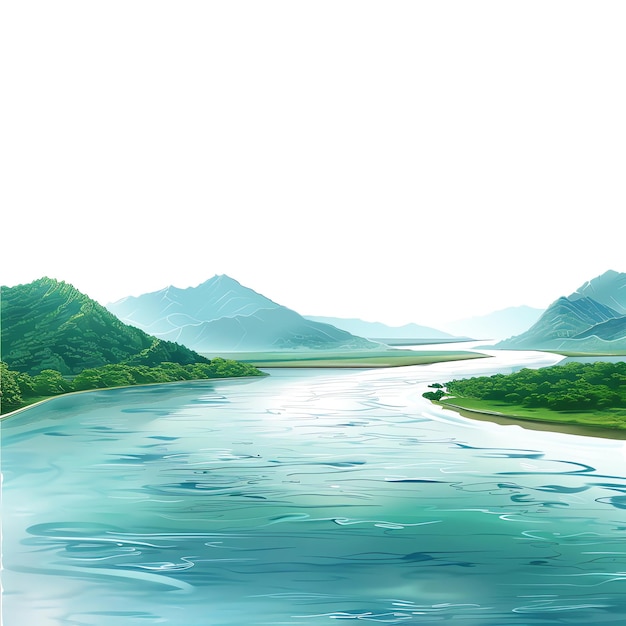 PSD brahmaputra river indian illustration realistic