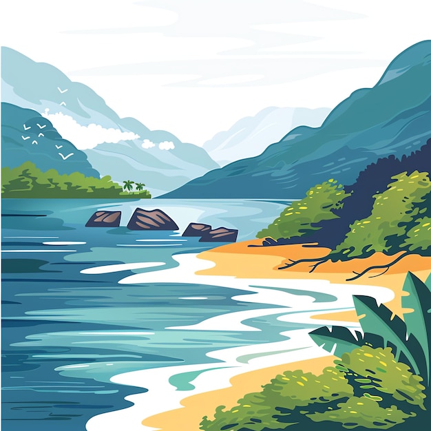 PSD brahmaputra river indian illustration