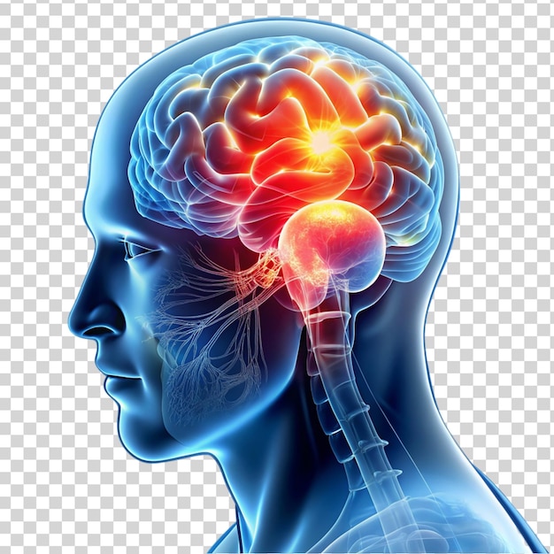 PSD the brain inflammation and neurological symptoms on transparent background