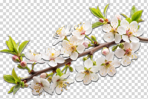 PSD a branch of cherry blossom is shown on a transparent background