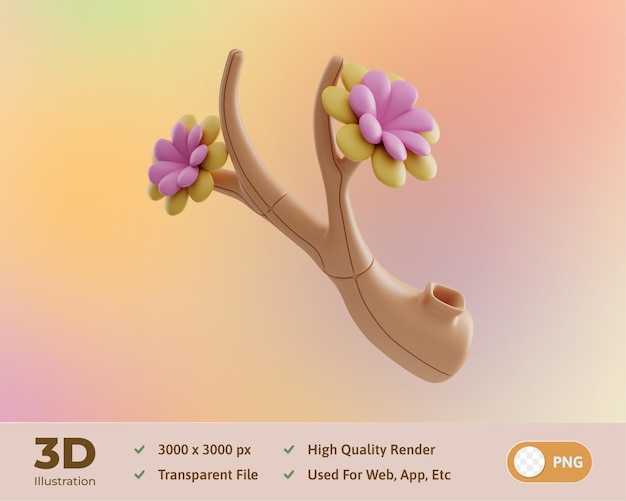 Branch Flower Spring 3D Illustration