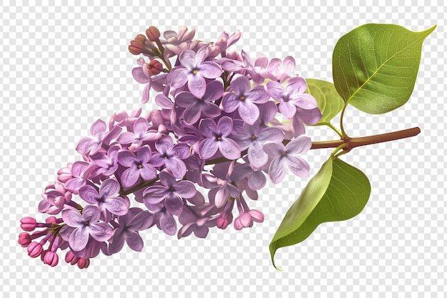 PSD branch of purple lilac isolated on transparent background