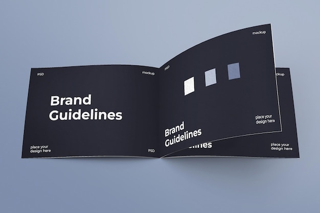 PSD brand guidelines book album 3 pages mockup