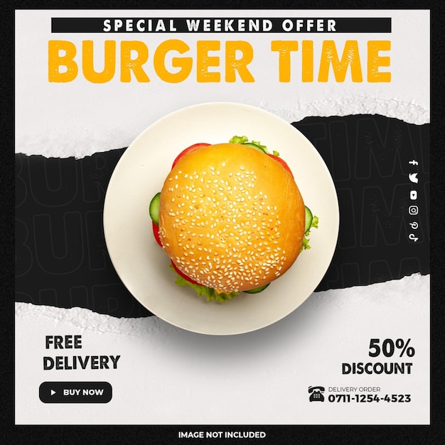 Brand new burger set social media template