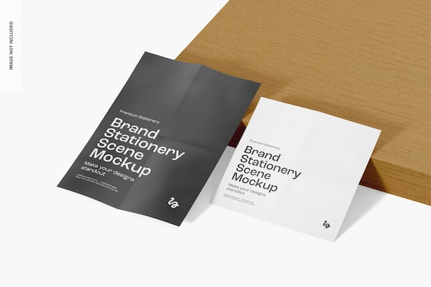 Brand Stationery Scene Mockup, Leaned