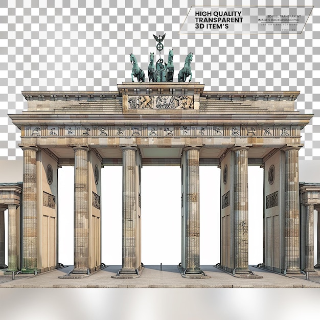 Brandenburg Gate A 3D model of the historic gate in Berlin on transparent background