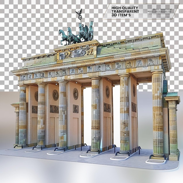 Brandenburg Gate A 3D model of the historic gate in Berlin on transparent background