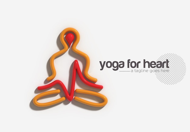 Branding Identity Yoga 3D Logo Design Typographical Transparent Psd