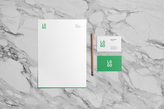 Branding Mockup Letterhead and Business card mockup