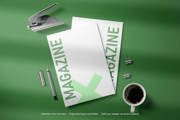 Branding Stationery Magazines Cover Mockup