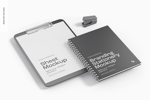 Branding Stationery Mockup, Left View