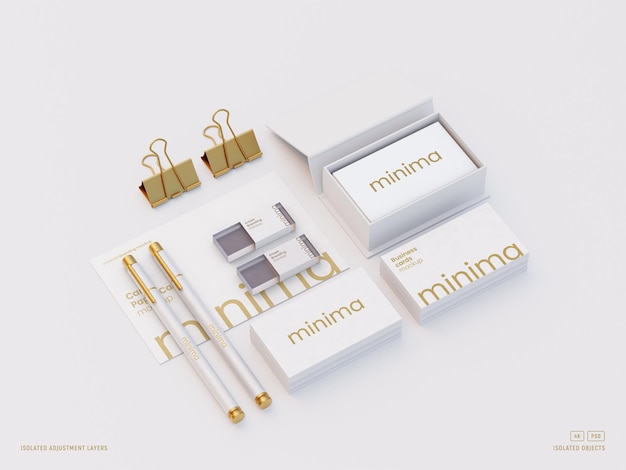 Branding stationery set mockup with business cards and postcard