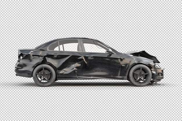 PSD brandless black sedan car accident png