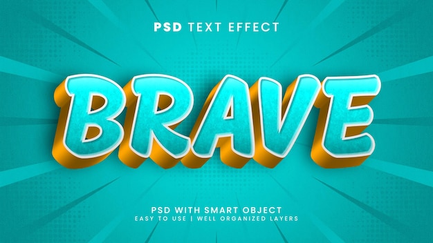 Brave 3d editable text effect with superhero and kids text style