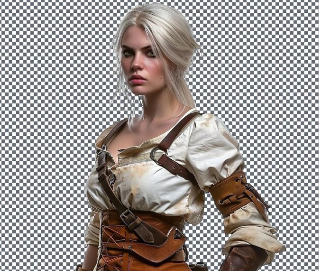 Brave Ciri The Witcher isolated on transparent background