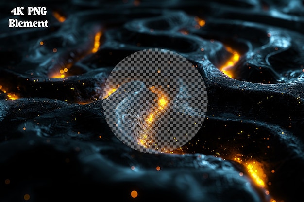 PSD brave the depths of darkness with glowing underworld landscapes on transparent background