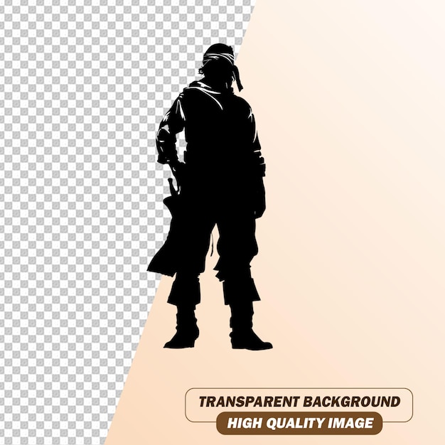 Brave Man Sillhouette Art on Transparent Background PSD File