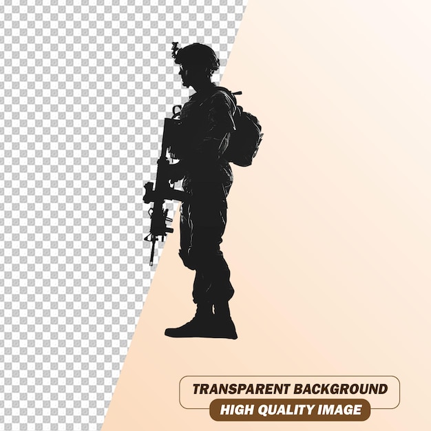 Brave Man Sillhouette Art on Transparent Background PSD File