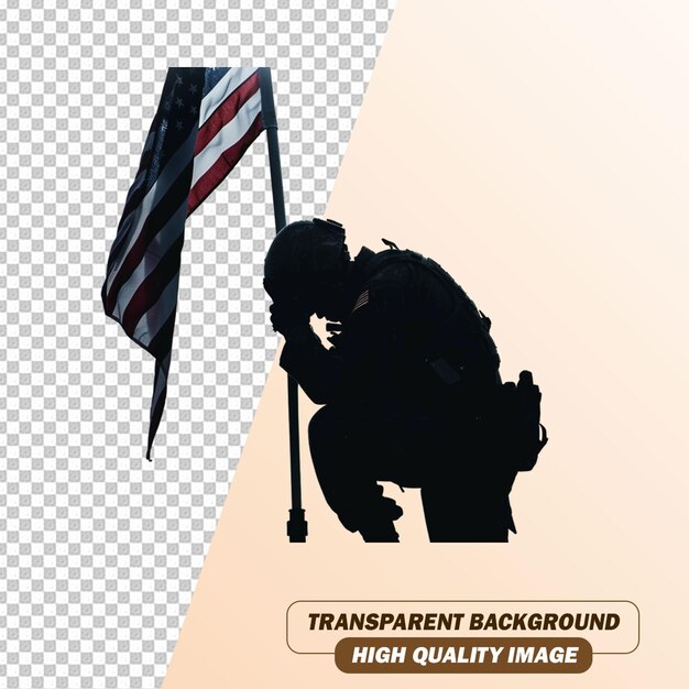 Brave Man Sillhouette Art on Transparent Background PSD File