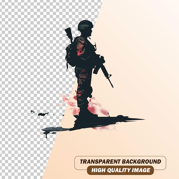 Brave Man Sillhouette Art on Transparent Background PSD File