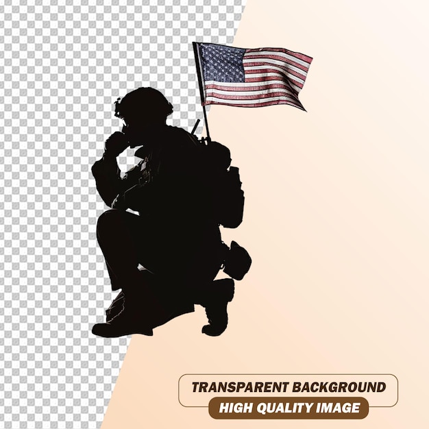 Brave Man Sillhouette Art on Transparent Background PSD File