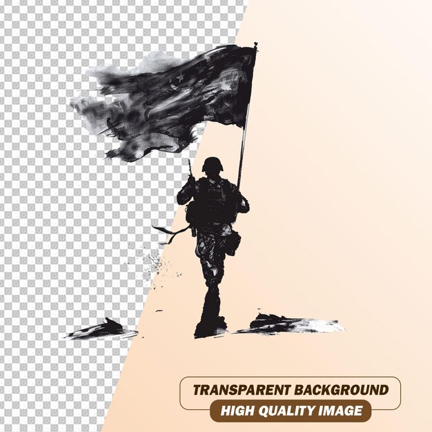 Brave Man Sillhouette Art on Transparent Background PSD File