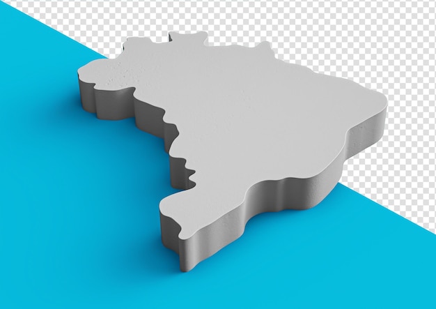 Brazil 3D Topographic map Geography Cartography and topology Sea Blue surface 3D illustration