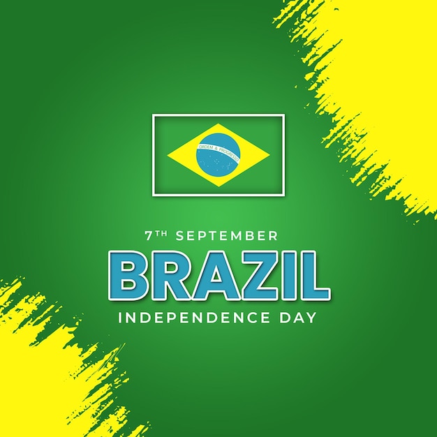 brazil day instagram post square banner template psd file editable with brazil flag green background