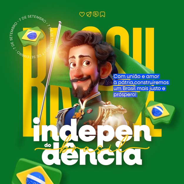 PSD brazil independence day september 7 social media template independencia do brasil