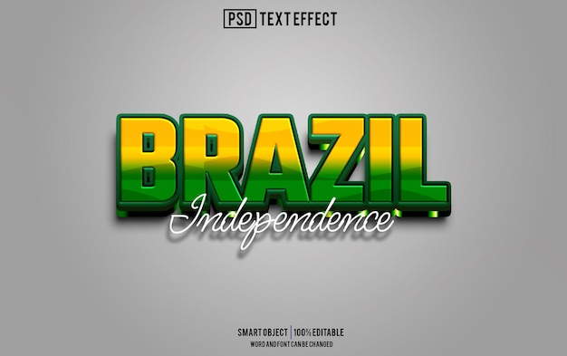 brazil independence text effect font editable typography 3d text