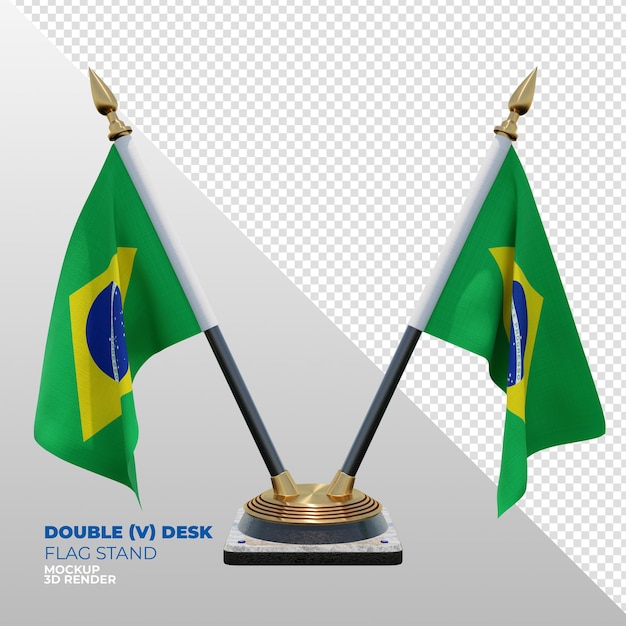 Brazil realistic 3d textured double desk flag stand for composition