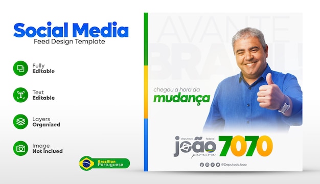 Brazilian Elections Social Media Instagram Post Template