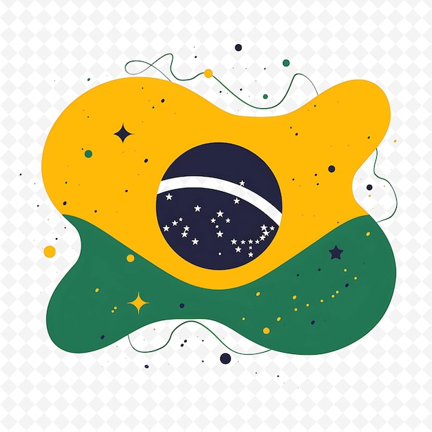 PSD brazilian flag with national icon flag with green yellow blu creative brazil culture icon designs