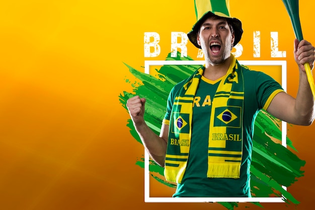 PSD brazilian male fan celebrating