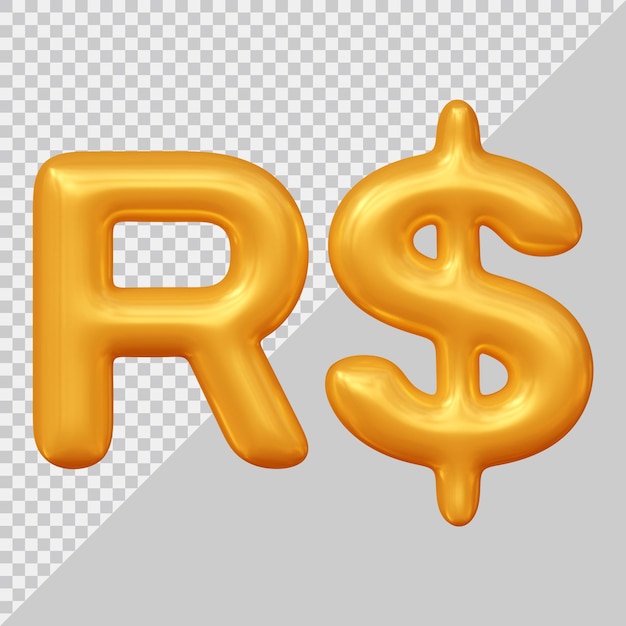 Brazilian real currency sign of brazil with 3d modern style