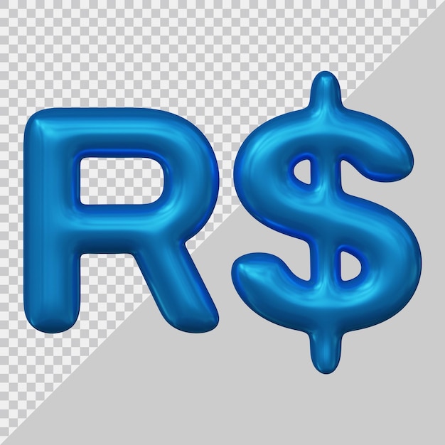 Brazilian real currency sign of brazil with 3d modern style