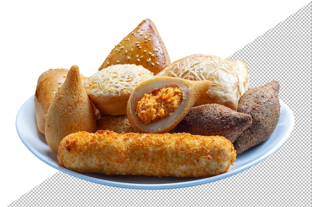 Brazilian snacks esfirra kebab patty coxinha sausage wrapped