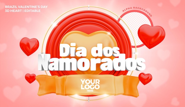 brazilian valentines day label 3d render