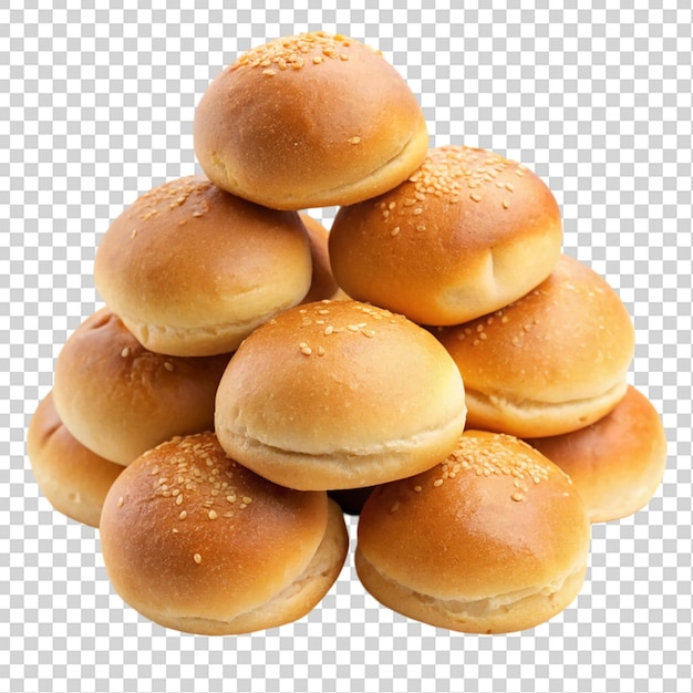 PSD bread buns pile isolated on transparent background