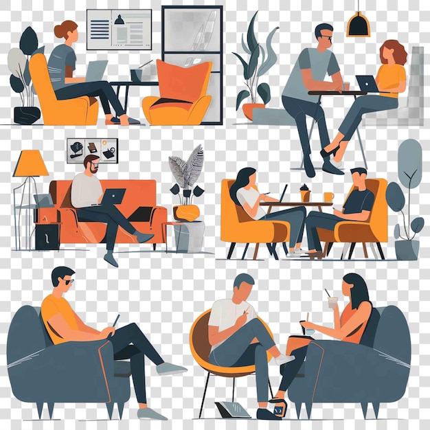 PSD break rooms transparent background vector element