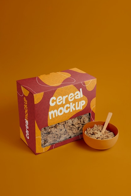 Breakfast cereal box mockup design