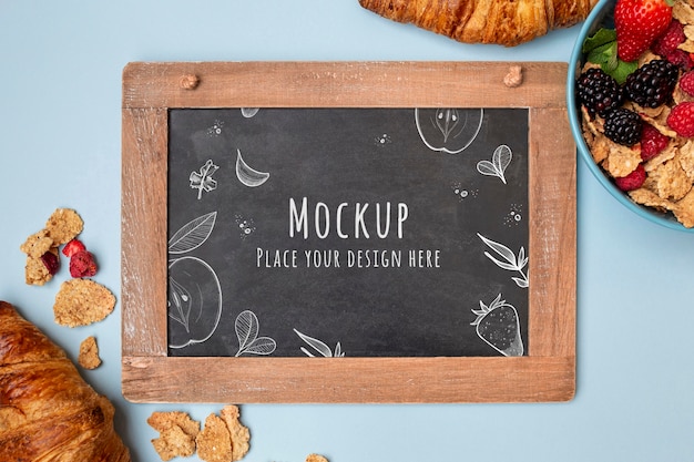 Breakfast cereals composition with chalkboard mock-up