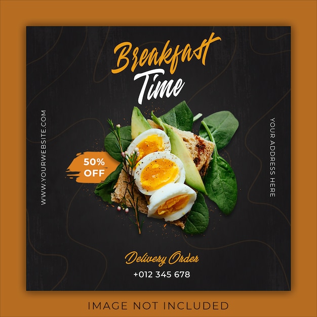 PSD breakfast healthy food menu promotion social media instagram post banner template