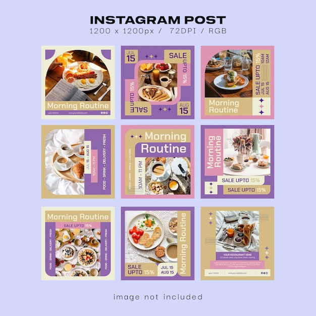 PSD breakfast restaurant sale social media post templates